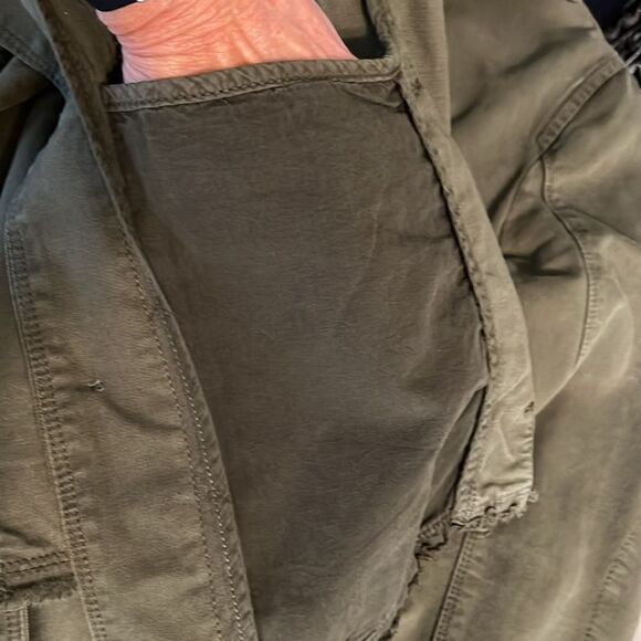 Zara Unisex Relaxed Fit Olive Green Frayed Hem‎ 100% Cottage Jacket Size M - Picture 13 of 13